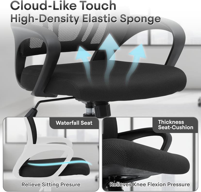 Ergonomic Office Chair - 330Lbs, Breathable Mesh Computer Desk Chair with Lumbar Support & Armrest, Rolling Swivel Adjustable Tilt Lock for Home Office/Gaming, Bedroom Study