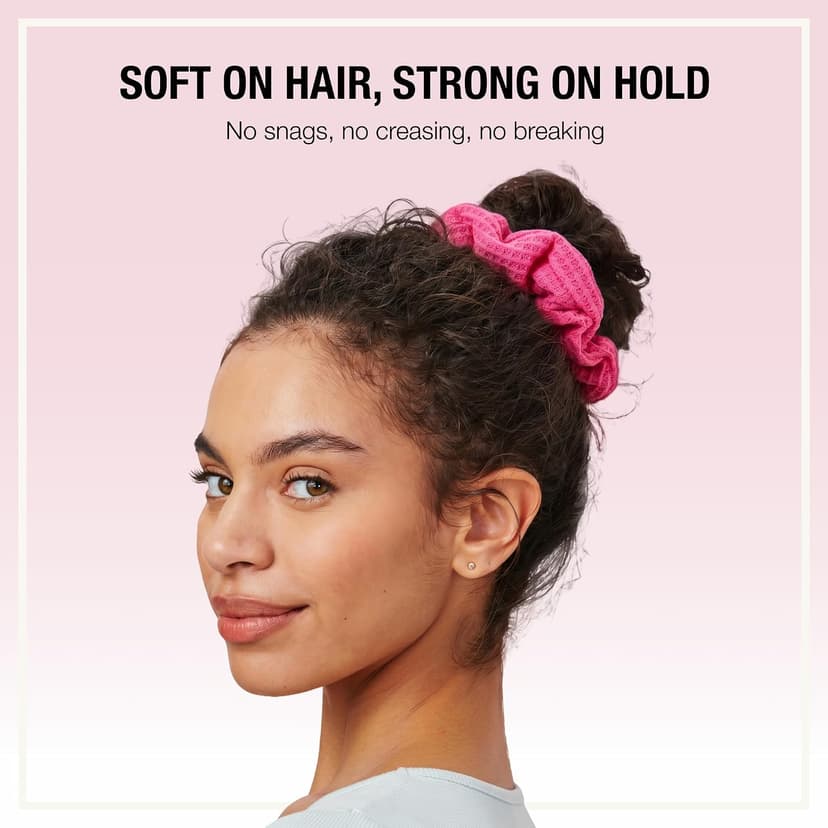 Machine-washable cotton-blend elastic hair ties for comfortable daily wear, wide assortment of colors to suit any look Scünci Hair Scrunchies, Waffle Knit Cotton, No-Damage, 36 Count B07S3KGBHL