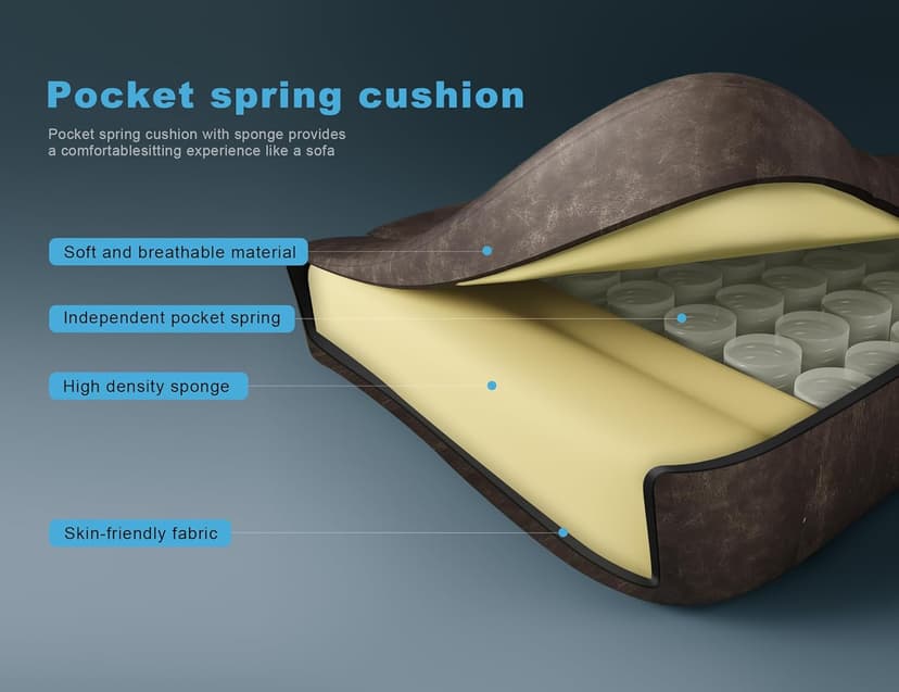 Kslysuty Gaming Chair Breathable Leather with Pocket Spring Cushion,Wide and High Ergonomic Office Chair with Headrest,Computer Gaming Chair with Footrest for Adult and Teen,Brown