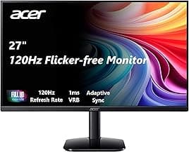 acer 27 Inch Monitor- KB272-27 Inch FHD IPS (1920 x 1080) Display, Up to 120Hz Refresh Rate, 99% sRGB, Tilt, Adaptive-Sync Support (FreeSync Compatible) 1ms (VRB), HDMI & VGA Ports