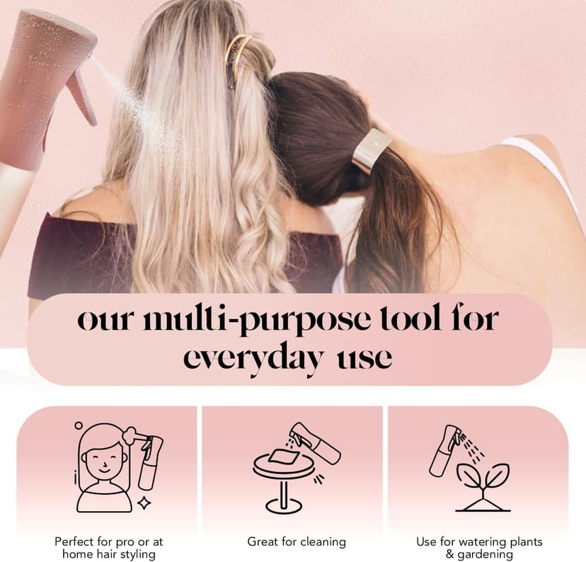 Kitsch Continuous Spray Bottle for Hair – Fine Mist Water Mister & Water Spray Bottle – Recycled Hair Spray Bottle – Spray Bottles for Cleaning, Styling, Plants & More – Terracotta, 150ml