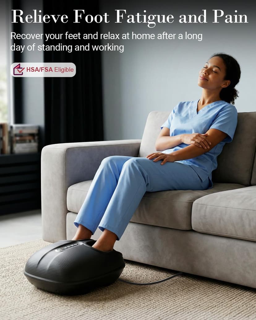 Shiatsu Foot Massager for Plantar Fasciitis with Heat & Remote Control, For Tired Feet, Seniors, Officer, Gifts for Women Men CuPiLo Foot Massager FSA Eligible HSA, 5 Compression Levels & Deep Kneading B0D25QHBS8