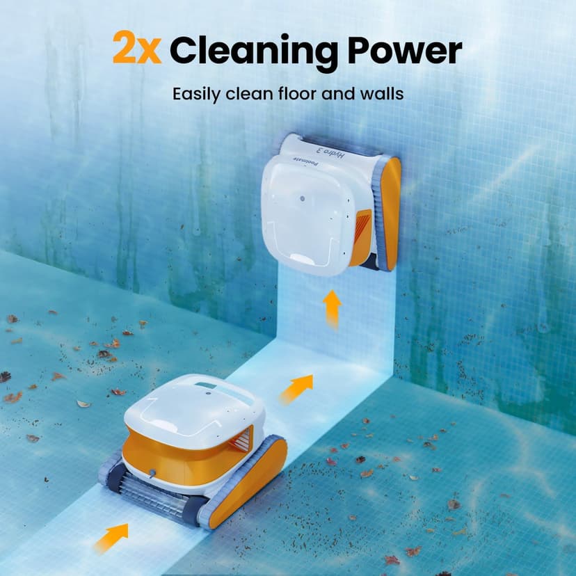 2025 Chasing Hydro 3 Robotic Pool Cleaner for Inground/Above Ground Pools, 150W Cordless Pool Vacuum, Max 200min Runtime, 4.1L Filter Basket, Auto Waterline/Wall Cleaning, Max 1076 sq.ft Coverage
