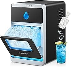 EUHOMY LunaArc Crescent Ice Maker Countertop, 16Pcs Ready in 12Mins, 1600Pcs/Day, Auto Deep Cleaning, Timer, Adjustable Ice Thickness, Portable Ice Cube Maker for Whiskey/Coffee/Soft Drinks