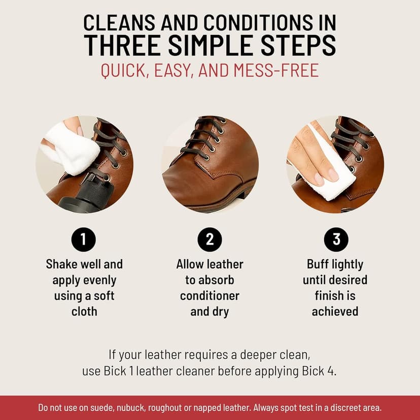 Bickmore Bick 4 Leather Conditioner 8 oz - Cleaner & Conditioner - Restore Polish & Protect All Smooth Finished Leathers