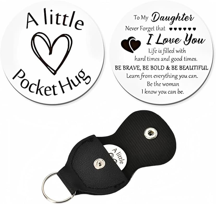 Daughter Birthday Gift from Mom Dad, To My Daughter Inspirational Gifts, I Love You Daughters Pocket Hug Keychain Presents for Daughter in law Christmas Graduation Wedding Gift for Women Girls