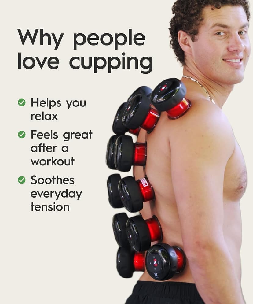 REVO The Original 4-in-1 Smart Cupping Therapy Massager, Red Light Therapy for Targeted Pain Relief, Knots, Aches, Muscle Soreness, Circulation & Tighter Skin, Portable Cupping Kit