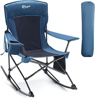 Portal Outdoor Rocking Chair Camping Folding Portable Rocker with Cup Holder Side Pocket Carry Bag, Support 350LBS (Midnight Blue)