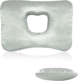 Yuibthr Ear Piercing Pillow for Side Sleepers with Ear-Shaped Hole for Ear Pain, Reversible Satin & Cotton Washable and Adjustable Ergonomic Ear Guard Protector for Side Sleeping