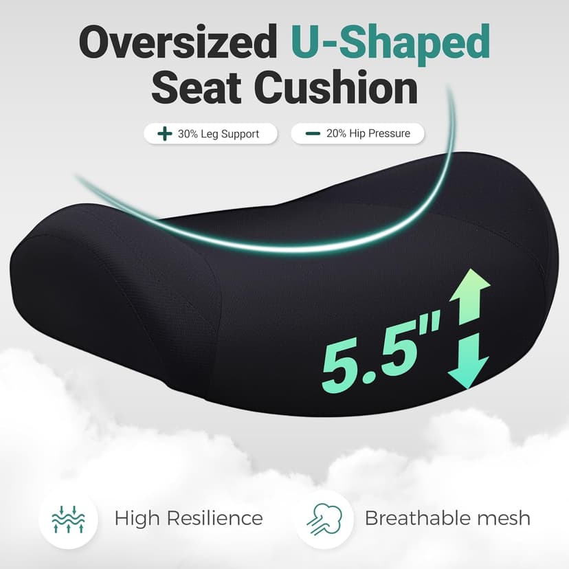 Big and Tall Home Office Desk Chair 500lb Capacity for Heavy People, Ergonomic Wide Mesh Desk Chair with Stepless Recline & Lock, 5.5" Thick Cushion, High Back, Adjustable Height & Armrests