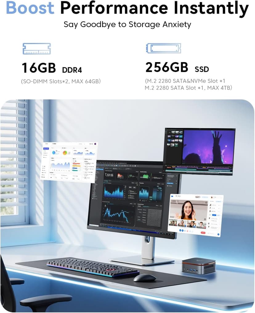 KAMRUI Pinova P1 Mini PC Computer, AMD Ryzen 4300U Processor, 16GB DDR4 RAM 256GB M.2 SSD, Mini Desktop Computer Support Triple 4K, USB-C, WiFi, Bluetooth, Ethernet, HTPC for Business, Education, Home