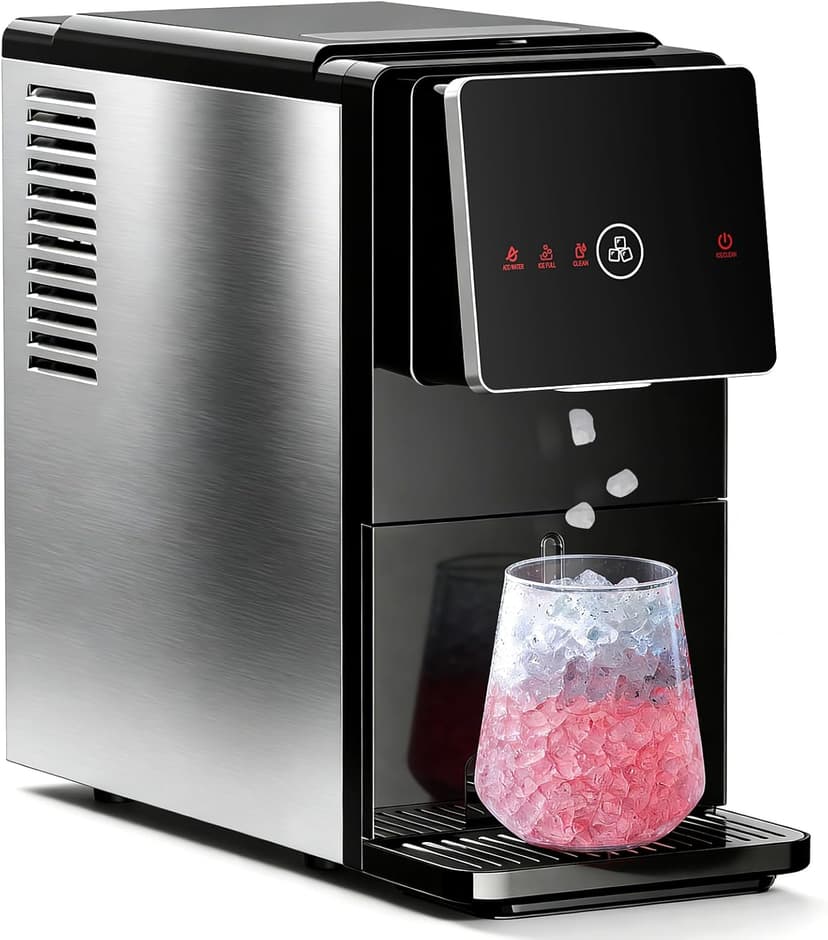 Antarctic Star Nugget Ice Maker Countertop, 33 Lbs/24H, Automatic Ice Dispenser, Self-Cleaning Portable Ice Machine, 1.8L Water Tank, Touch Screen & Auto Ice Drop, for Home/Office/Kitchen