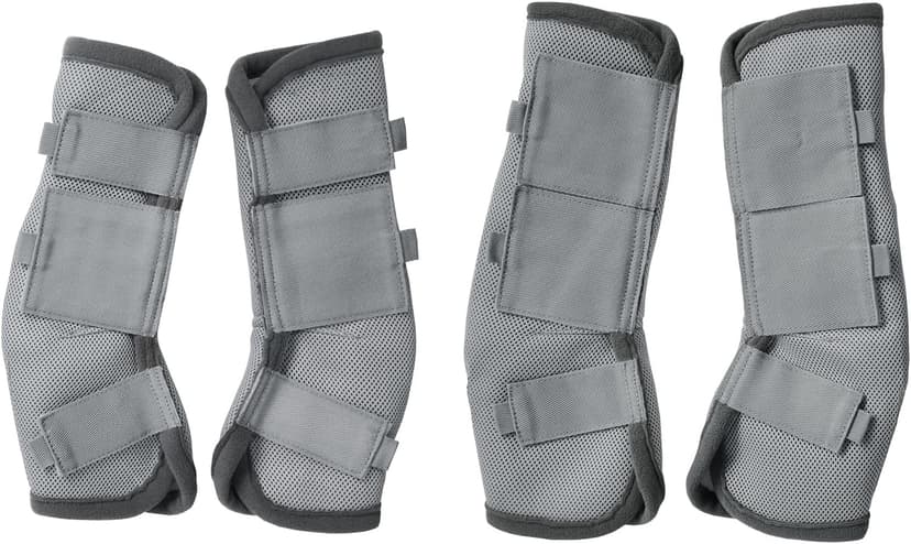 Gallopoff Fly Boots for Horses Set of 4, Breathable Comfy Mesh Horse Leggings Reduce Stomping, Hoof Stress, and Leg Fatigue Grey Full