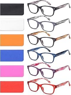 BLOEXCLU 6 Pack Reading Glasses for Women Men Blue Light Blocking Spring Hinge Computer Readers, Anti Eyestrain/Glare