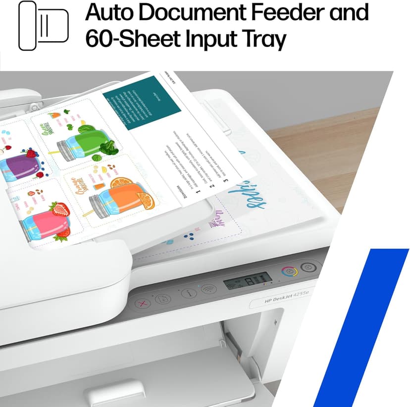 HP DeskJet 4255e Wireless All-in-One Color Inkjet Printer, Scanner, Copier, Best-for-home, 3 month Instant Ink trial included. This printer is only 2.4 ghz capable. AI-enabled (588S6A)