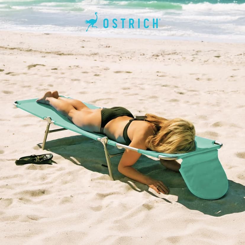 Ostrich the Original Chaise 72 x 22 Inch Lounge Portable Reclining Lounger, Outdoor Patio, Beach, Lawn, Camping, or Pool Tanning Chair, Teal