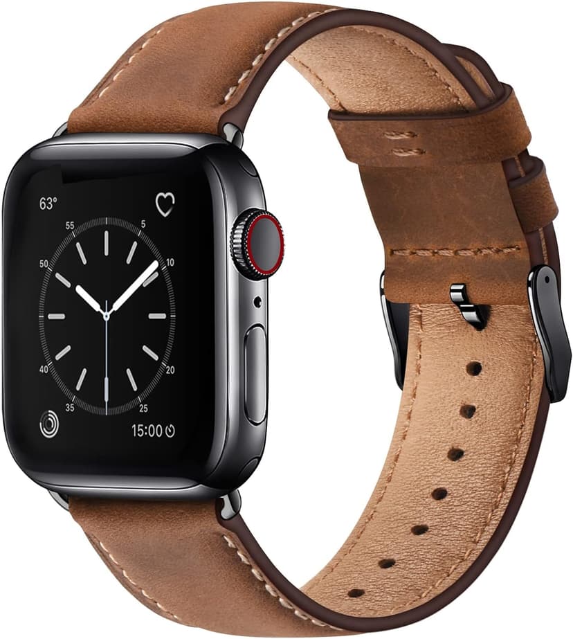 SUNFWR Leather Bands Compatible with Apple Watch Band 42mm(Series 3 2 1) 44mm 45mm 46mm 49mm for Men Women, Top Grain Genuine Leather Replacement Strap for iWatch Ultra 3 2 1, SE3 2 1, Series 11 10 9 8 7 6 5 4 3 2 1