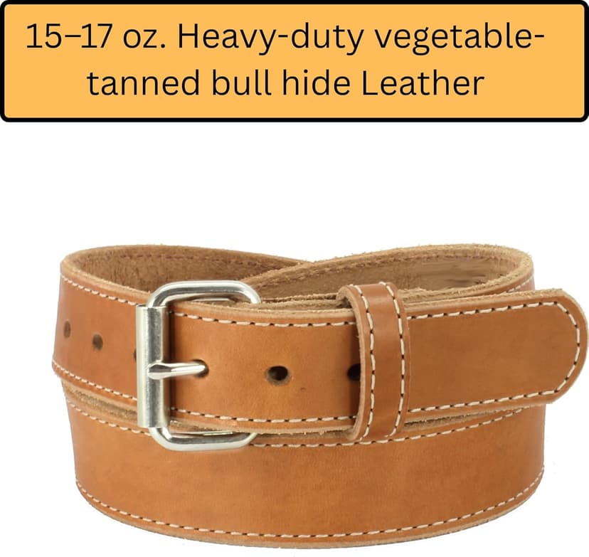 Daltech Force Roughcut® - Concealed Carry CCW Natural Leather Gun Belt 15-17 oz Full Grain Leather Belt