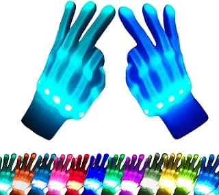 Kids Toys 12 Colors LED Gloves Cool Toys Gifts for Age 3-5 6-8 Years Old Boys Girls Halloween Costumes Light Up Gloves Stocking Stuffers Christmas Birthday Parties Gifts (1 Pairs S)