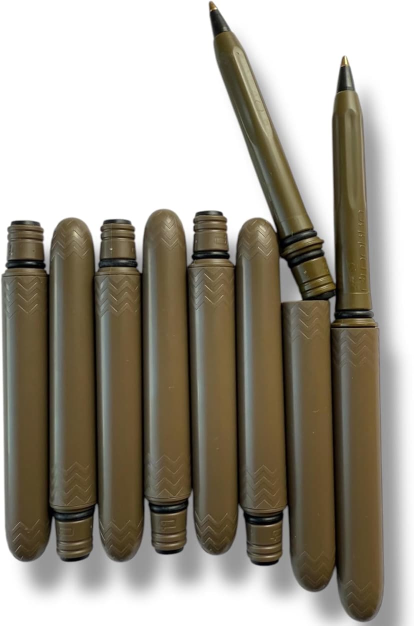 The USA Made Pocket Pen – 8 Pack – compact, affordable, lightweight, EDC black ink ballpoint pen – waterproof and floats – carries small, writes big (Flat Dark Earth)