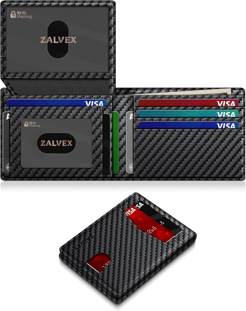 14 Cards Bifold Minimalist Thin Wallet with 2 ID Windows & Cash Slot Front Pockt Carteras Para Hombres Birthday Gifts for Men ZALVEX Wallet for Men Slim RFID Blocking Leather Credit Card Holder Wallet B0FPQ5H6BT