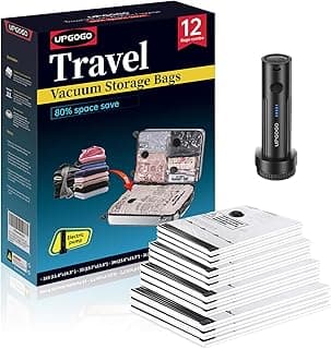Combo 12 Pack Travel Vacuum Bags for Luggage with Portable Electric Pump,Vacuum Seal Bags for Clothing,Packing Cubes Compression,Cruise Ship and Travel Essentials