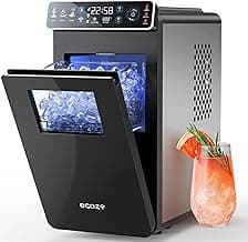 ecozy Ice Makers Countertop, Ultra Slim Design with Full-Color Panel, Internal Lights, 26 lbs/24H, Timer Ice Making, Two Ice Sizes, Portable Self-Cleaning Ice Machine for Home/Kitchen/RV