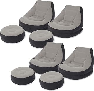 Intex Inflatable Ultra Lounge Chair With Cup Holder And Ottoman Set (4 Pack)