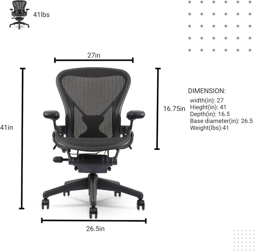 Aeron Chair by Herman Miller - Highly Adjustable Graphite Frame - with PostureFit - Carbon Classic (Medium)