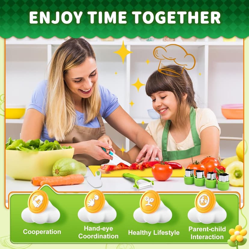 13 Pieces Montessori Kitchen Toys for Toddlers-Kids Cooking Sets Real-Toddler Toys Set for Real Cooking with Plastic Children Safe Knives Crinkle Cutter Kids Cutting Board B0CY2BZ96Q