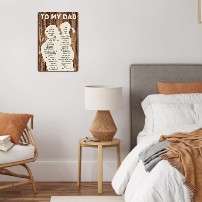 Gifts for Dad from Daughter Wife,12x8Inch Metal Tin Sign Novelty Vintage Plaque Decorative Gifts for Dad Husband,Meaningful Christmas Anniversary Birthday Father's Day Presents for Daddy Stepfather