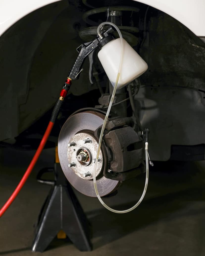 ARES 70923 - Vacuum Brake Fluid Bleeder - 1-Liter Vacuum Fluid Extractor - Hanging Hook and Locking Trigger Allows for Hands Free Operation