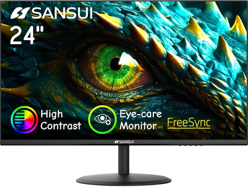 SANSUI Computer Monitor 24 inch Eye Care 1080P Display HDMI,VGA Ports with 178° Viewing Angle/Frame-Less/Tilt/VESA Compatible for Office and Home