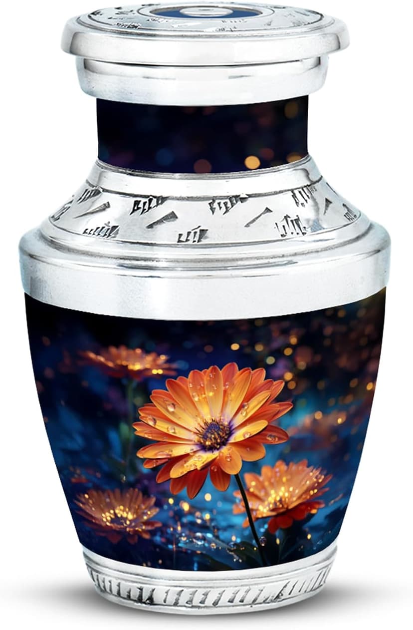 Blossom Decorative Urns For Human Remains - Funeral Urns For Adult Ashes Male - Memorial Gift For Loved Ones - Burial Urn For Men & Women Ash - Burial Urn - Small Keepsake 3 Inch - Pack Of 1 B0FT8QB28Q