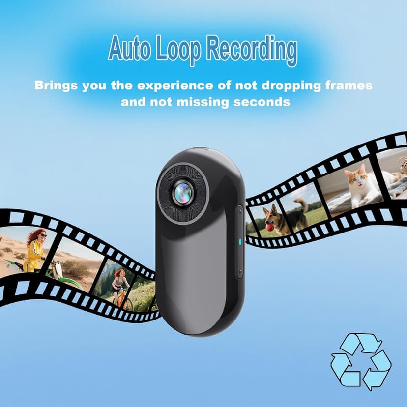 HOFAOUG Mini Body Camera 1080P, Mini Action Cam with Built in 32GB Memory Card, Thumb Sized The Helmet Camera for Work, Travel, Cycling and Body Cam(Black)