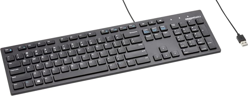 Amazon Basics Wired QWERTY Keyboard, Full-Sized, Black