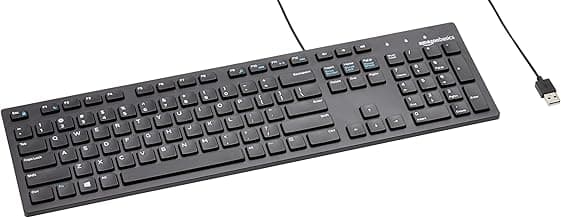 Amazon Basics Wired QWERTY Keyboard, Full-Sized, Black