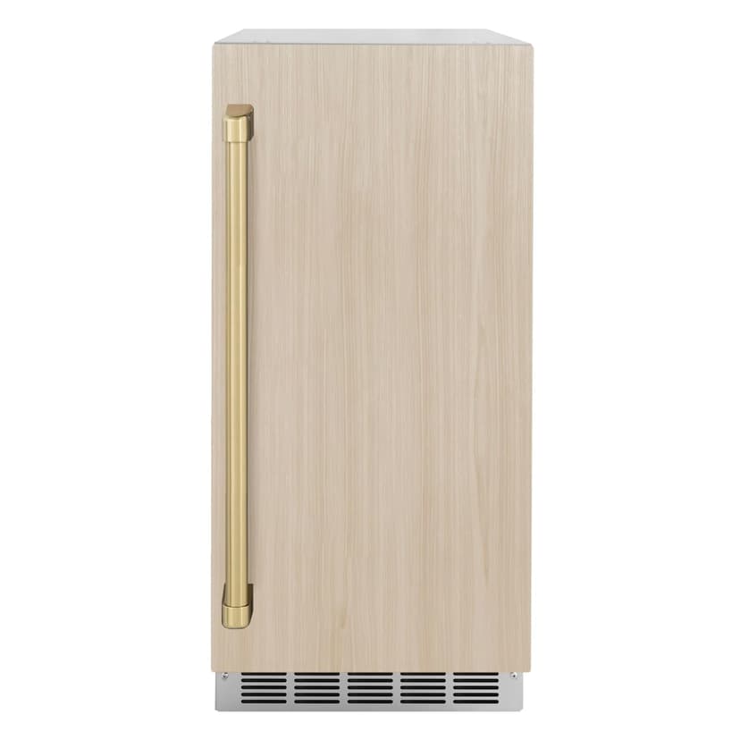 ZLINE Autograph Edition 15 in. Touchstone Clear Cube Ice Maker with Drain Pump and Panel Ready Door with Champagne Bronze Handle (ICCDPZ-15-CB)