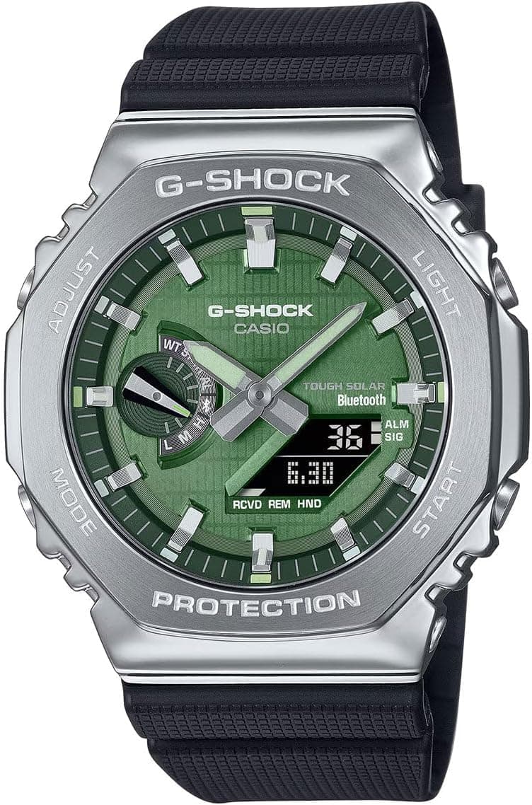 Casio G-Shock G-Steel Solar Connected Green Dial Black Resin Strap Watch - GBM2100A-1A3