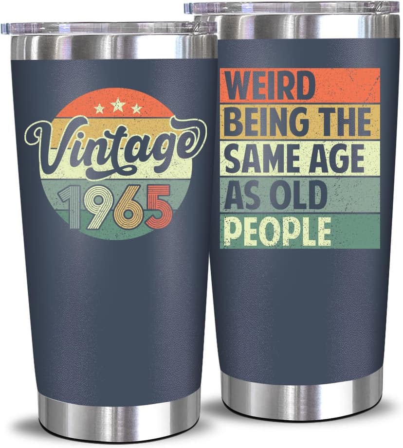 NewEleven 60th Birthday Gifts For Men Women - 1965 60th Birthday Decorations For Him Her - Turning 60 Year Old Gifts For Man, Woman, Mom, Dad, Wife, Husband - 20 Oz Tumbler