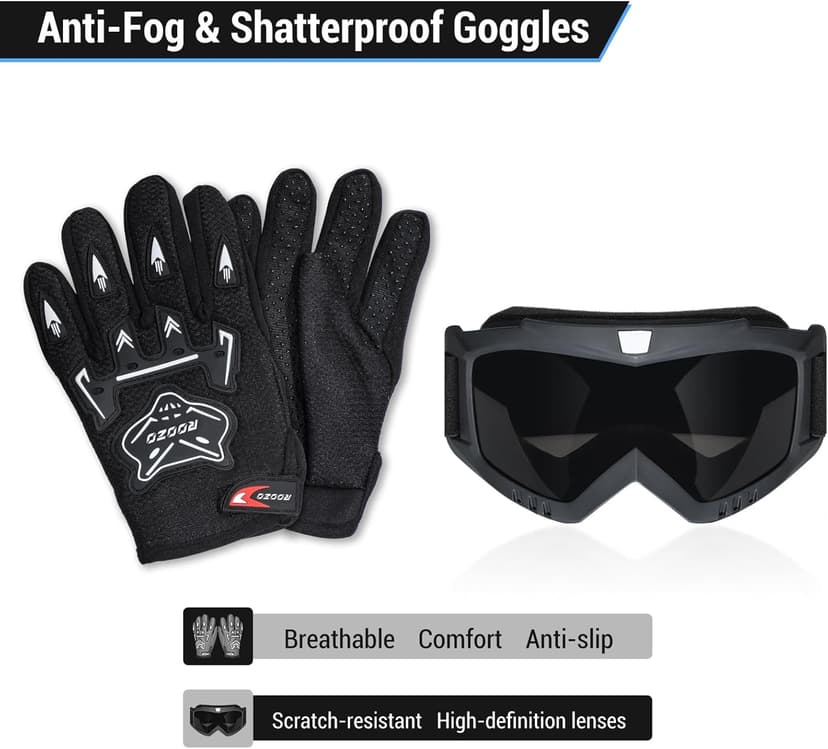 Youth Dirt Bike Helmet DOT Certified - Full Face Motorcycle Helmet for Off-Road, ATV, Street Riding, Includes Adjustable Goggles & Protective Gloves