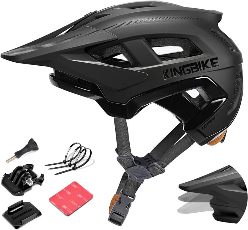 KINGBIKE NTA-8776 Mountain Bike Helmet Professional Ebike Helmets with 3-Level Adjustable Visor & Camera Mount E-MTB Helmet for Adults Men Women Youth E-Bike Safety Certified