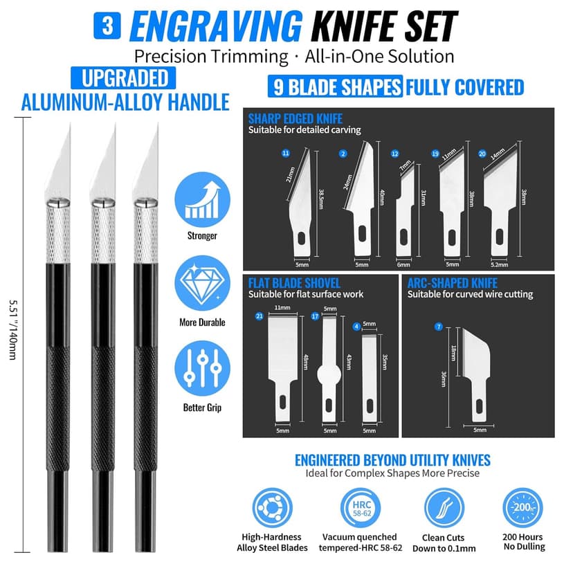 68Pcs 3D Printer Tools Kit with Storage Case, 3D Printer Accessories - Deburring Tool, 3D Printer Removing Scrapers, Metal Files, Brushes, Hand Drill, Tweezers, for Bambu Lab, Ender 3, Kobra, etc.