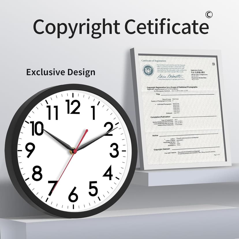 AKCISOT 12 Inch Wall Clock Silent Non-Ticking Modern Wall Clocks Battery Operated - Analog Classic Clock for Office, Home, Bathroom, Kitchen, Bedroom, School, Living Room(Black)