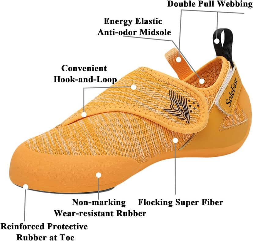 SoleEase Climbing Shoes for Men & Women Slip-Resistant Lightweight Bouldering Shoes with Breathable Upper