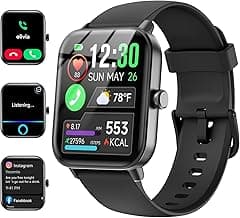 Smart Watches for Women/Men, Smart Watch for Android Phones and iPhone Compatible, Alexa Built-in, 1.8" Fitness Watches for Women, IP68 Waterproof /Bluetooth Call, Heart Rate/Sleep Monitor, Black