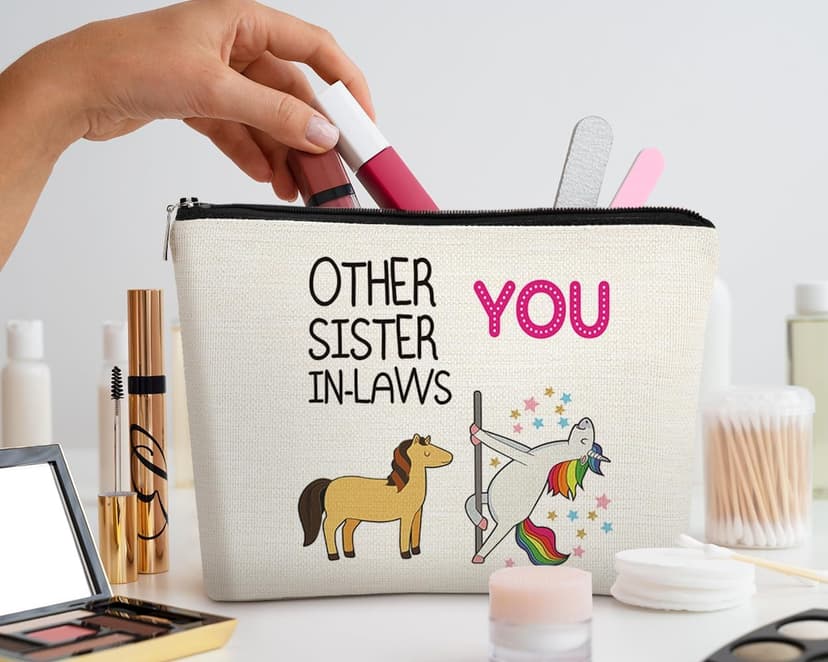 EXUQO Sister in Law Gifts,Funny Makeup Bag,Gift for Sister,Sister In Law Birthday Gifts,Funny Sister in Law Gifts,Graduation Wedding Gift for Sister Friend Cosmetic Bag Pouch