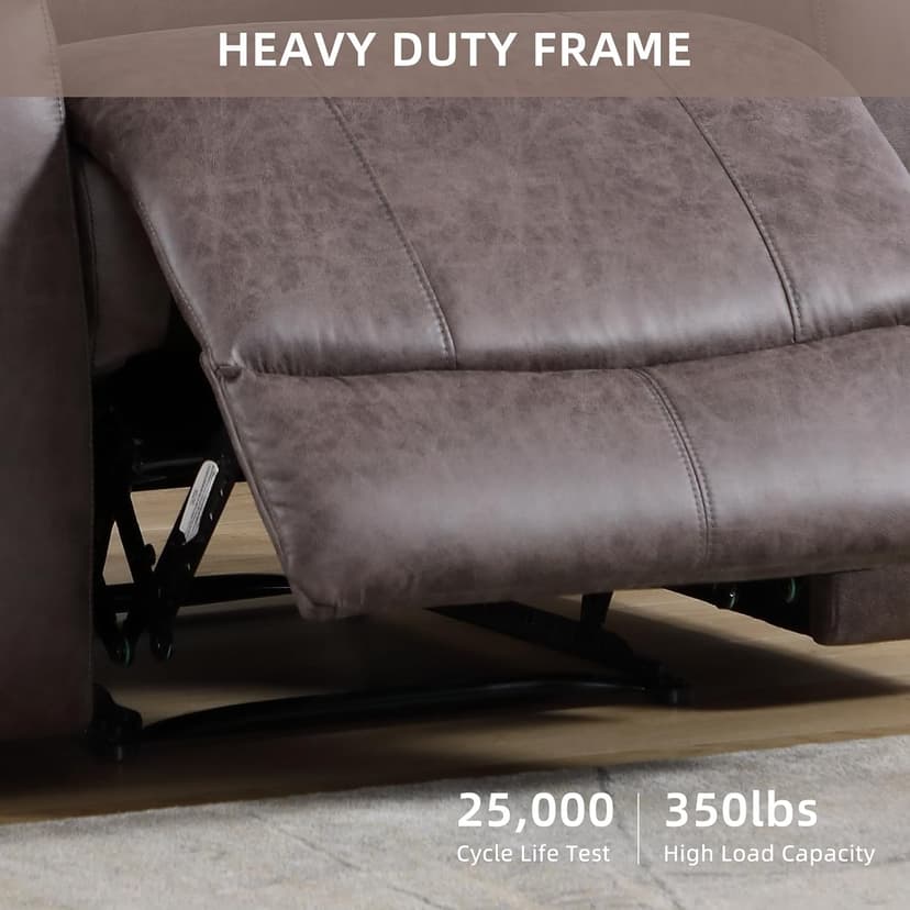 IOMOR Leather Recliner Chair, Manual Recliner Chair for Adults with Overstuffed Arms and Back, Single Sofa Recliner with Cup Holders for Living Room (1, Grey)