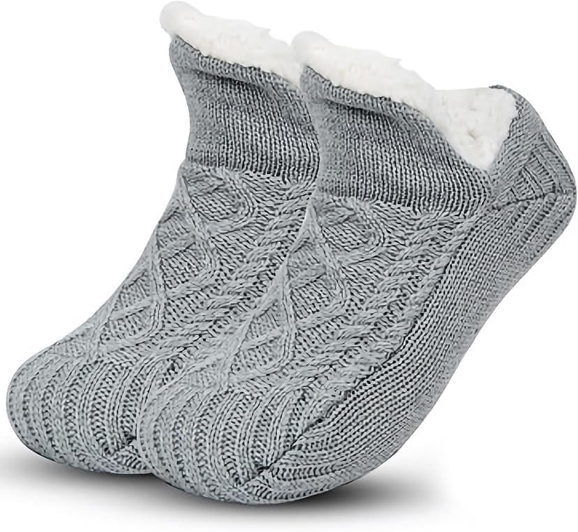 Unisex Fluffy Fuzzy Warm Slipper Socks for Men Women, Thick Fleece Lined Non-Slip Socks Indoor Floor B0DCS3T47Z