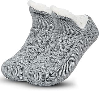 Unisex Fluffy Fuzzy Warm Slipper Socks for Men Women, Thick Fleece Lined Non-Slip Socks Indoor Floor B0DCS3T47Z